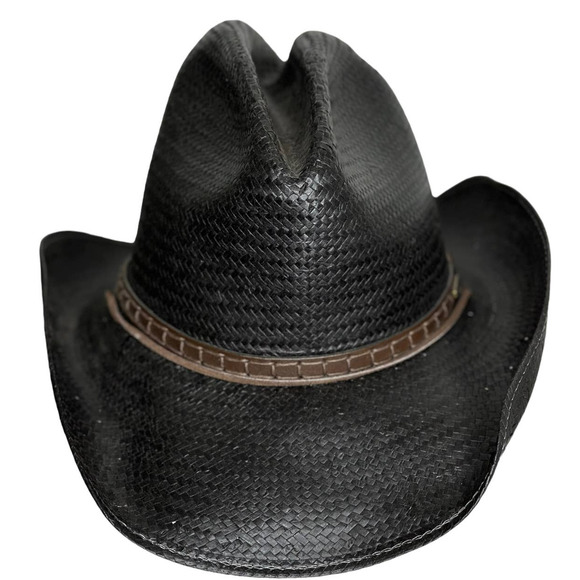 Stetson Cowboy Hat Dark Brown Braided Leather Hat Band Chin Strap #B07 - Picture 2 of 11
